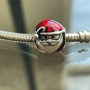 PANDORA Santa Claus Sterling Silver Charm With Red And White Enamel